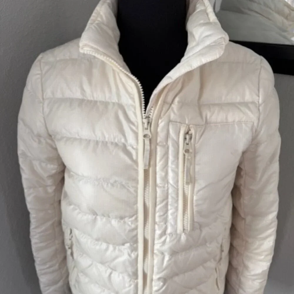 J CREW Down Puffer Jacket Lightweight Ivory Cream XS